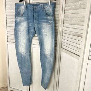 G-Star RAW ARC 3D Slim Jeans | Size 36x34 | Medium Wash | Distressed Denim |